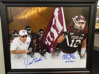 CULLEN GILLASPIA JIMBO FISHER AUTOGRAPHED TEXAS A&M PIECE 202//152
